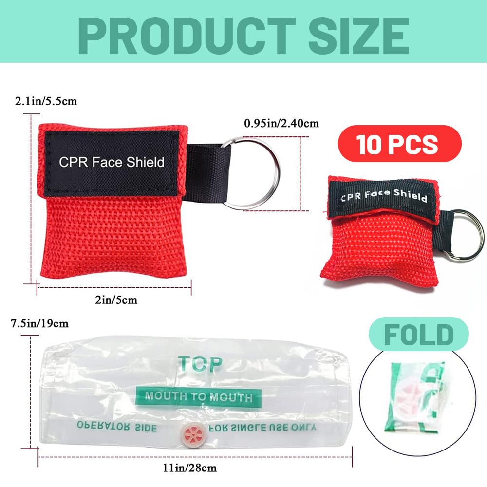 Pocket Mask 10 Pezzi Rosso Lunghezza 5Cm Larghezza 5.5Cm Mascherina Respirazione Primo Soccorso Bocca A Bocca