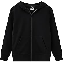 UMELOK Kids Full Zip-Up Hoodie Solid Sweatshirt for Boys and Girls