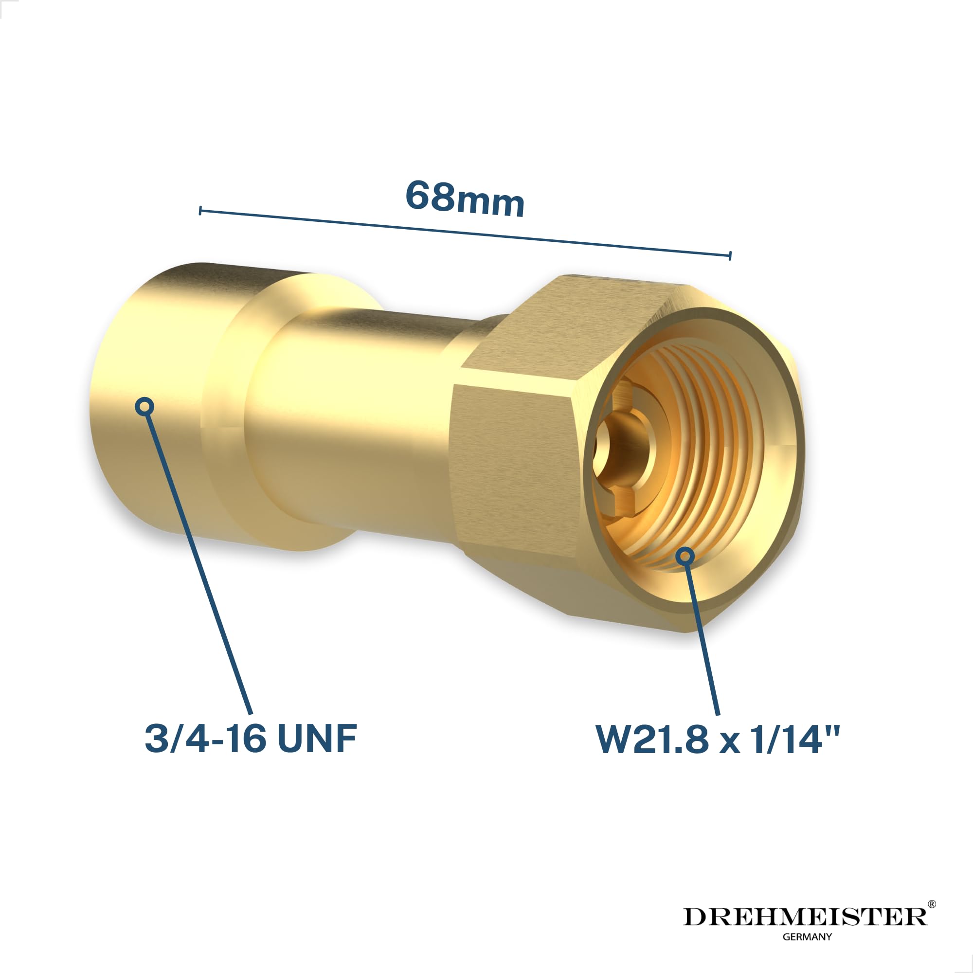 LPG Direktbetankungsadapter mit Sinterfilter - Messing - 3/4-16 UNF & W21.8 x 1/14" - Kompatibel mit Acme, Dish, Bajonett, EURONOZZLE - Für Gastankflaschen mit 80%-Füllstopp
