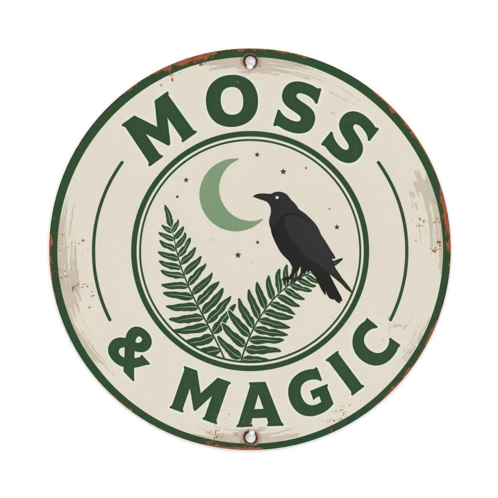 Moss & Magic Dark Cottagecore Metal Tin Sign Plaque