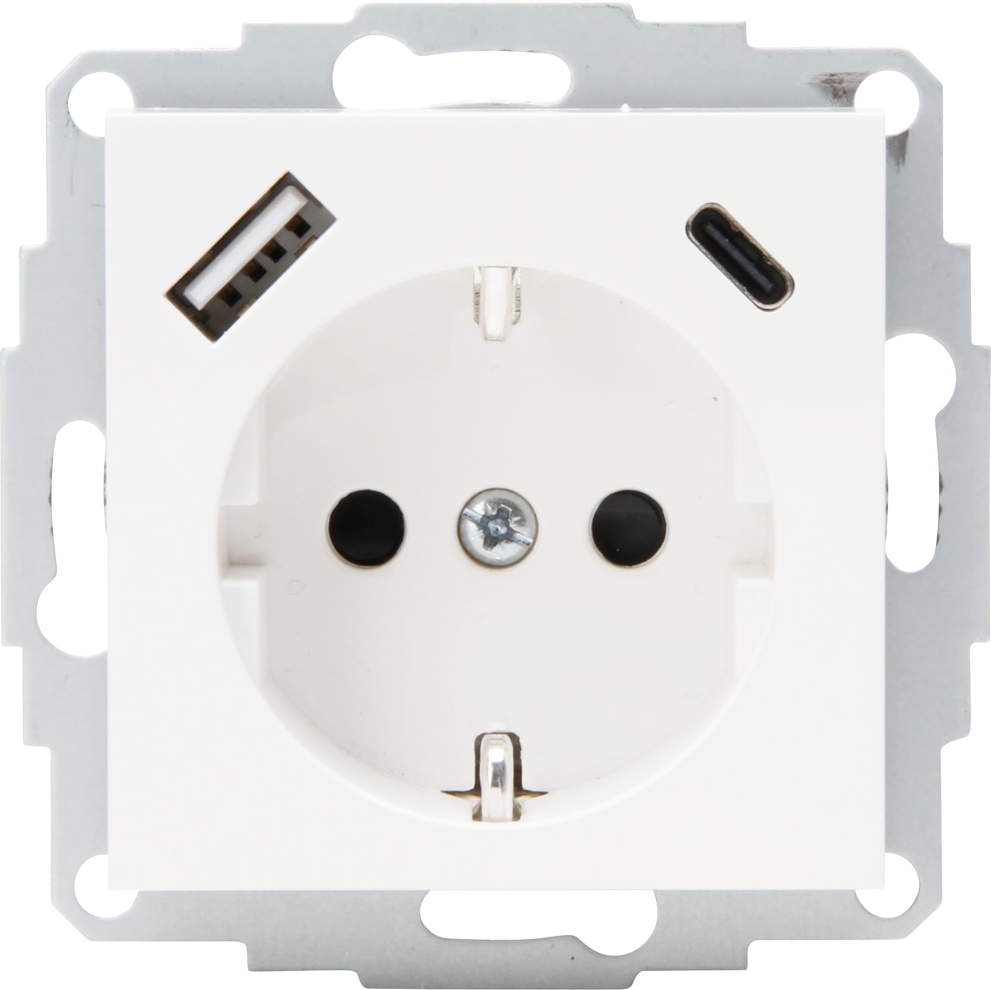 Kopp HK07 - Unterputz-Schutzkontakt Steckdose, USB A/C, Ausgangsstrom Ladebuchsen max. 3A, 5V, 55x55mmAbdeckungen,Nennstrom 16A, Bemessungsspannung 250V~, Farbe: arktisweiß