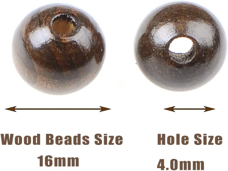 AD Beads Large Hole Wood Spacer Wooden Jewelry Making Bracelet Necklace Chandelier, Large Wooden Rosary Beads Craft Beads (16mm 100pcs, Coffee) - Image 2