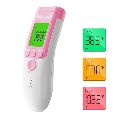 Miniatura 8 de Termómetro digital de frente infrarrojo sin contacto para adultos, niños y bebés, termómetro de grado médico 3 en 1 con indicador de fiebre, lectura