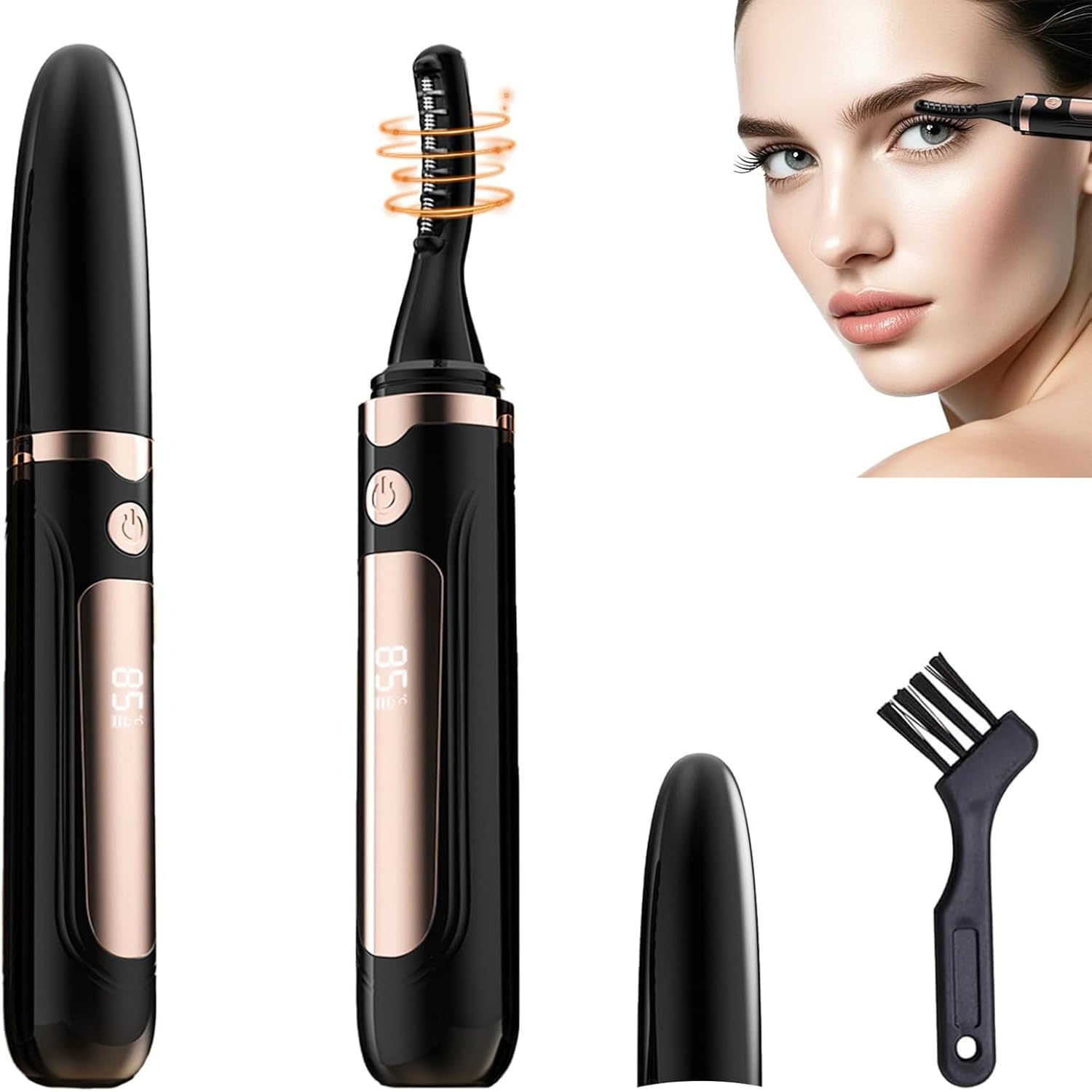 Beheizbare Wimpernzange, Elektrische Wimpernzange Schnelles Aufheizen mit 4 Temperaturmodi Wimpern Curler Beheizt USB C Aufladung, Wimpernformer Beheizbar für Alle Wimpern