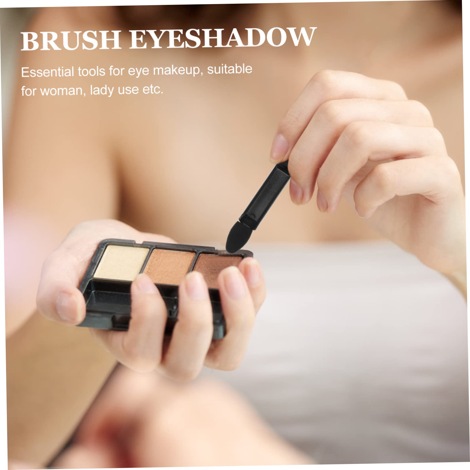 FOMIYES Makeup Eyeshadow Brush Kit 100pcs Double-headed Brush Sponge Set Travel-size for Women