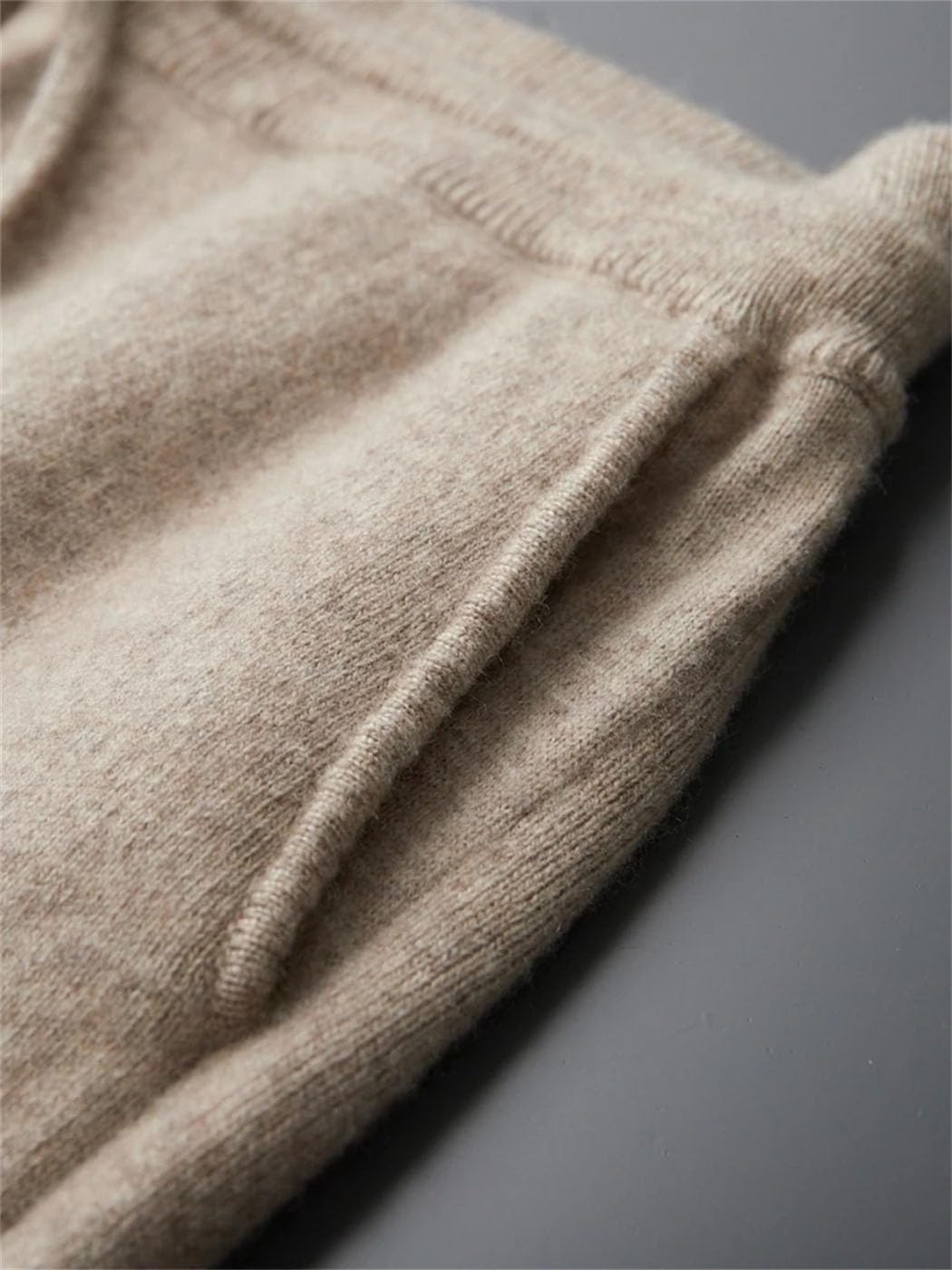 Men's 100% Cashmere Pants Winter Thicked Thermal Soft Knitted Trousers Elasticated Waist Drawstring Sweatpants