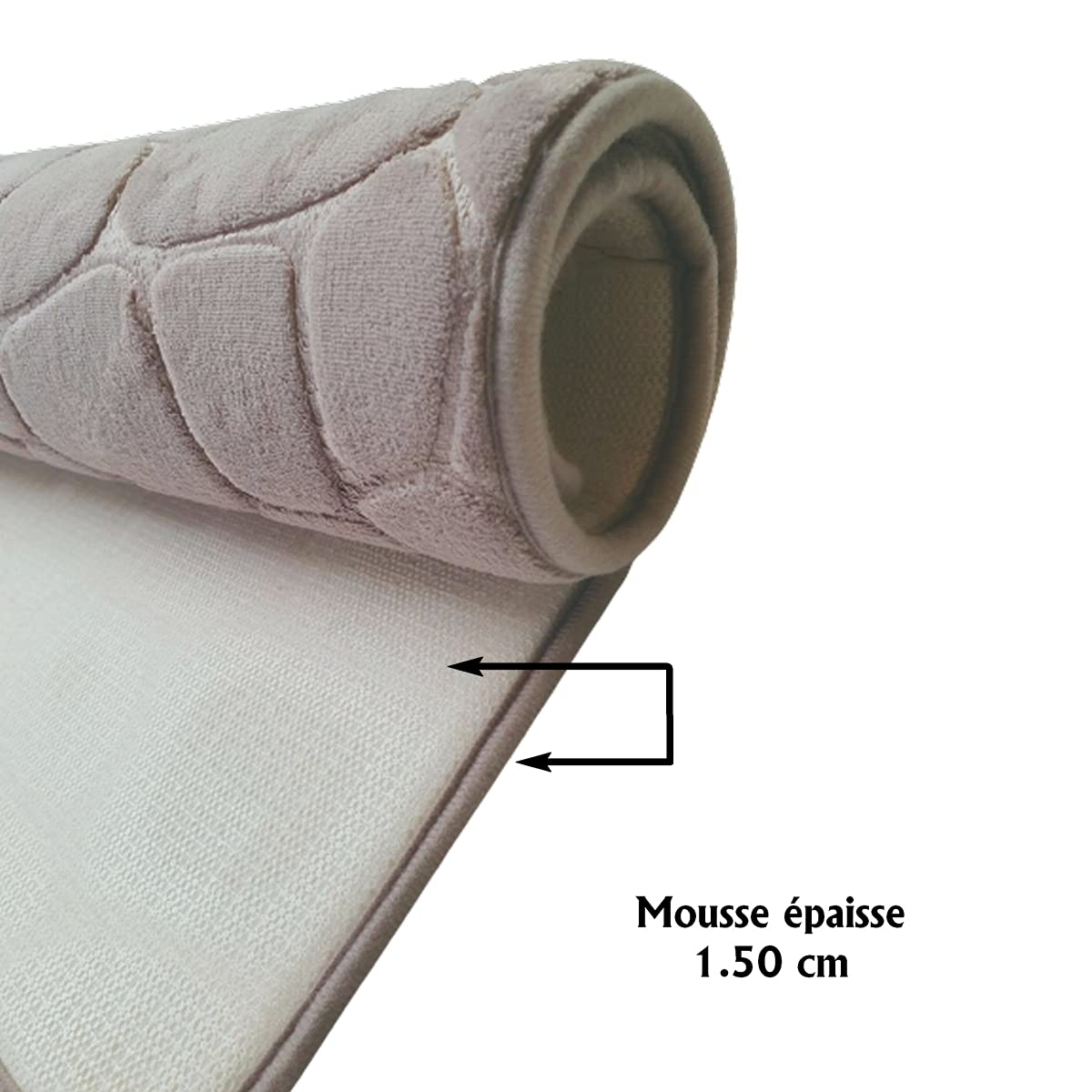MadeInNature Tappeto in microfibra per bagno, antiscivolo in memory foam, disegno Galet 50 x 80 cm, colore nero, grigio scuro, talpa, blu anatra, fucsia (talpa, 2)