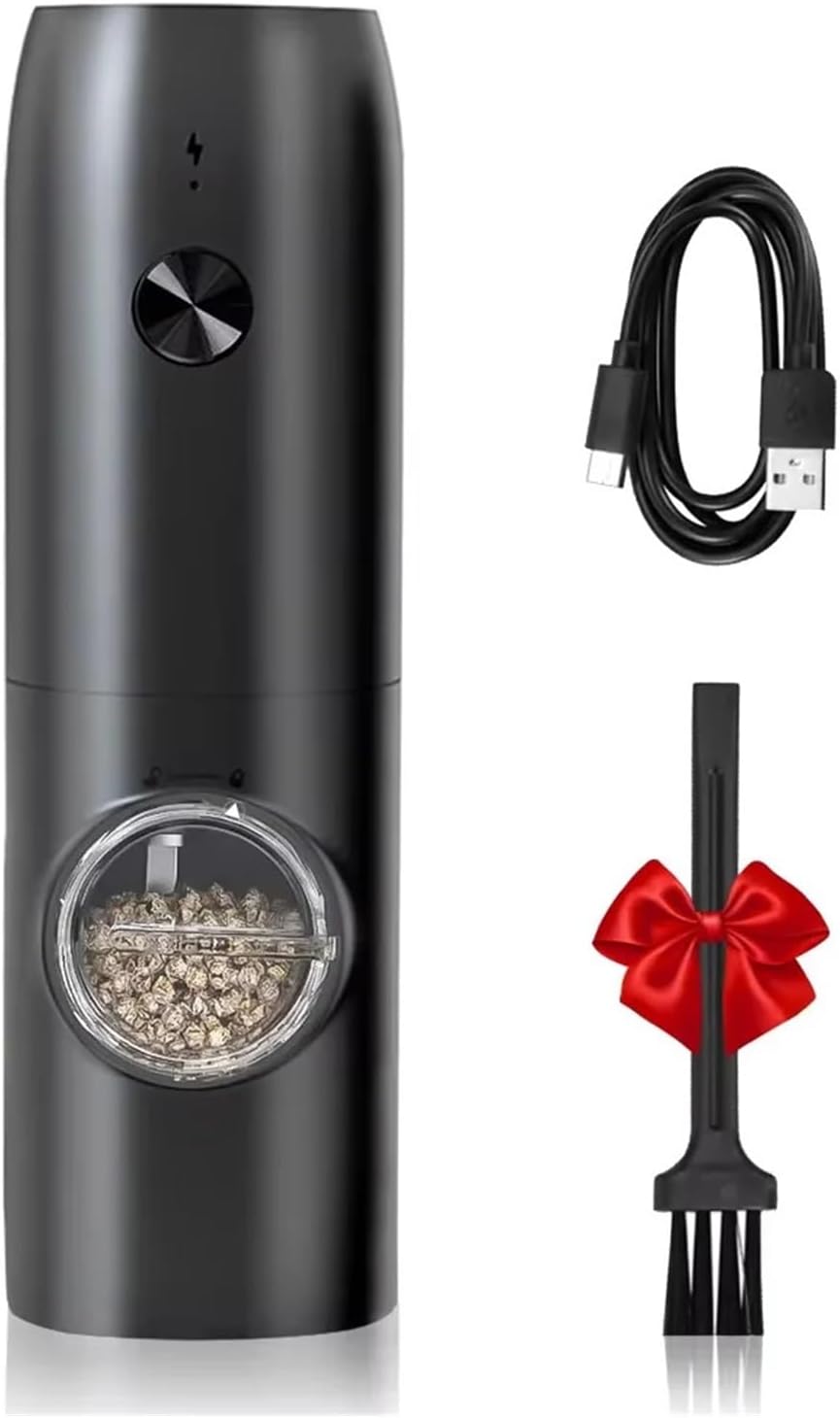 Automatic Pepper Grinder Salt And Pepper Grinder USB Rechargeable Adjustable Coarseness Spice Mill With Light Kitchen(1pcs)