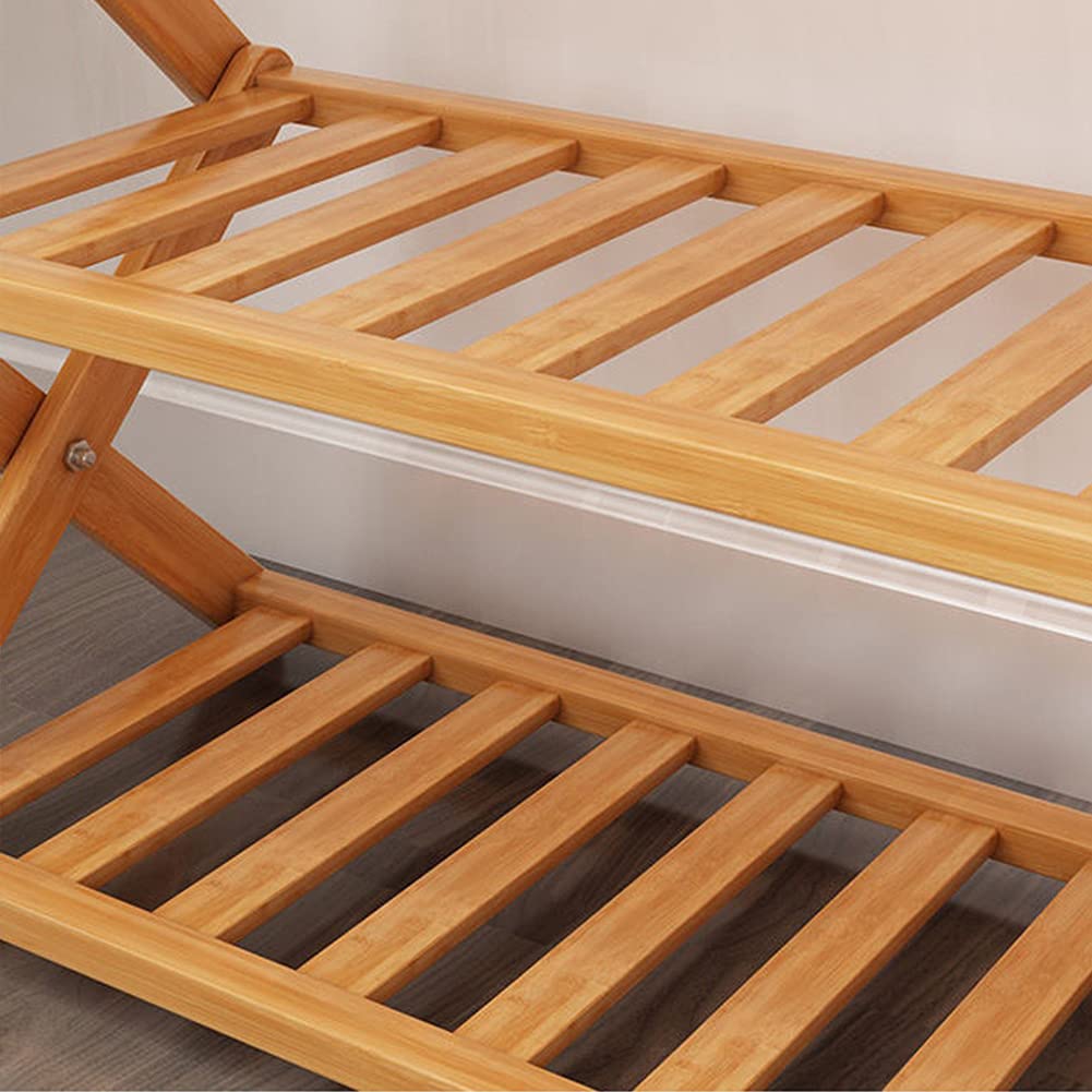 Scarpiera in bambù piccolo spazio, scarpiera a 2 ripiani in legno, robusta e resistente, senza installazione, pieghevole, per ingresso, corridoio, armadio, dormitorio, 40 kg (40 x 25 x 22 cm)