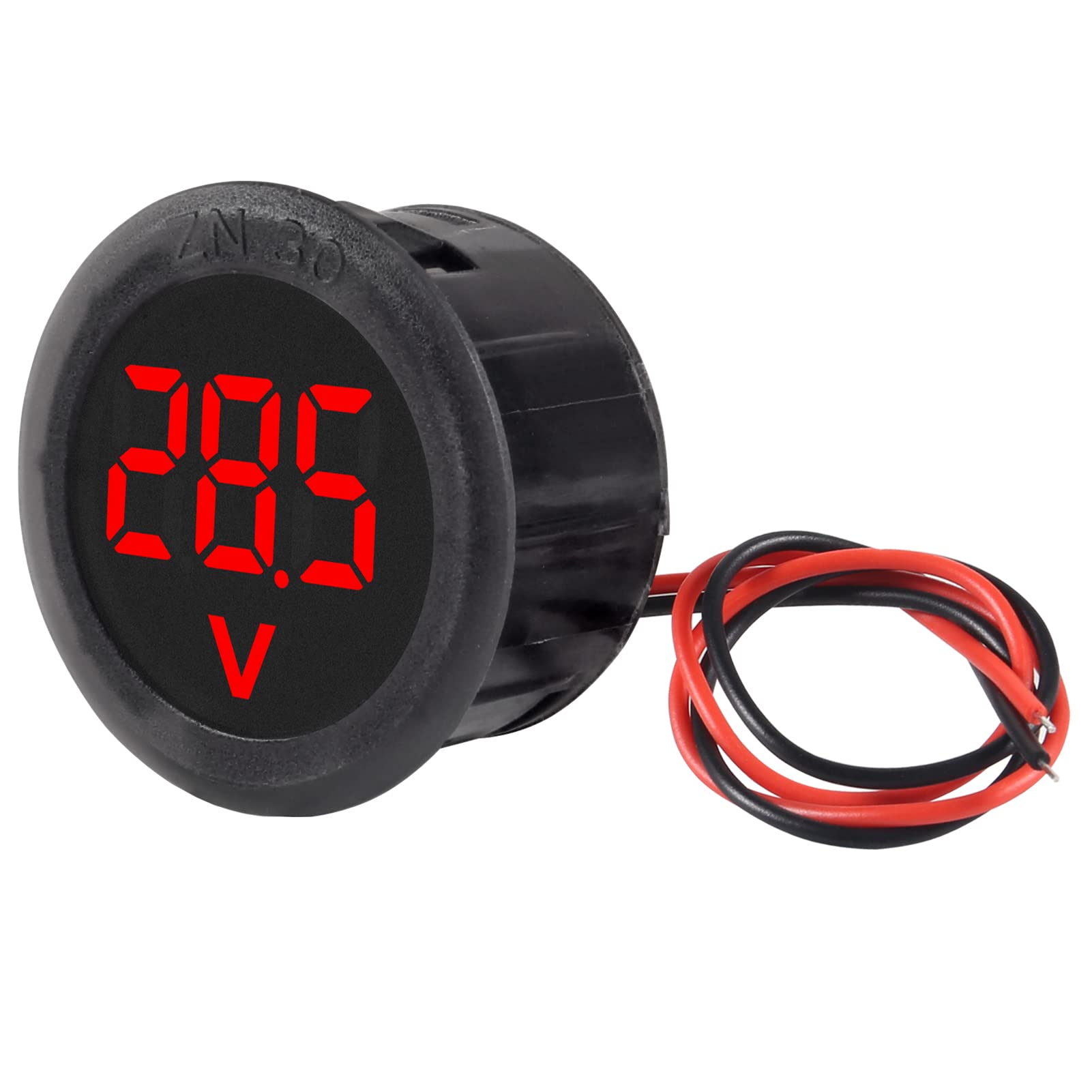 5 x DC 4–100 V LED-Digitalanzeige, rundes Zwei-Draht-Voltmeter, DC Digital-Voltmeter-Kopf-Display, umgekehrter Anschluss-Schutz