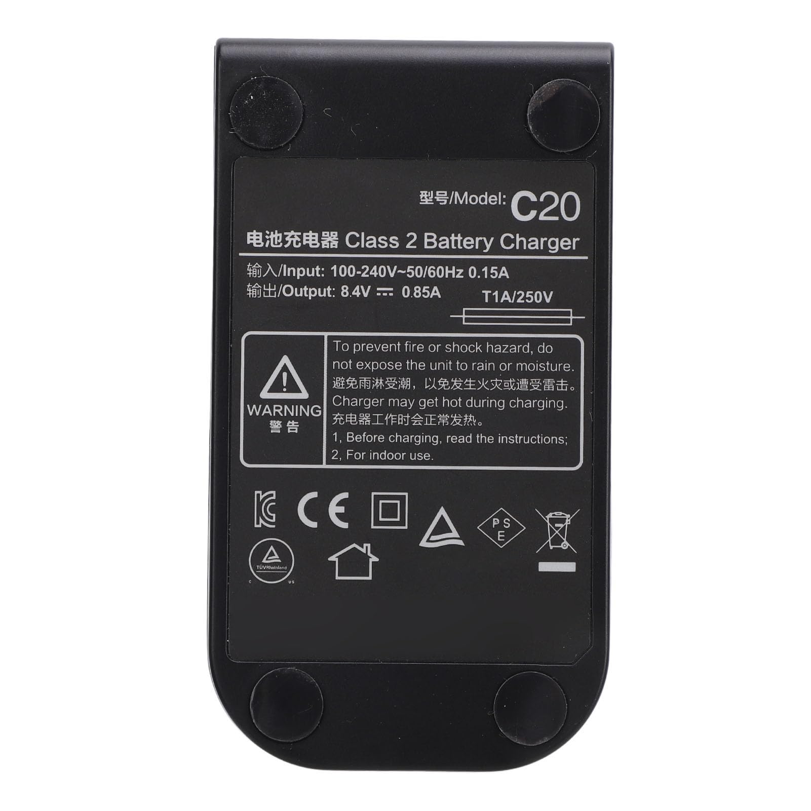 Akozon Cargador de BateríA para Flash de Cámara, 8,4 V 0,85 A, Recarga en