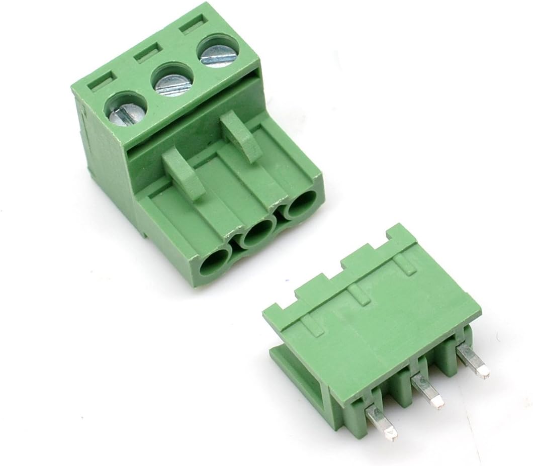 Oiyagai 20 Set 3-Pin 5.08mm Pitch Male Female PCB Screw Terminal Block