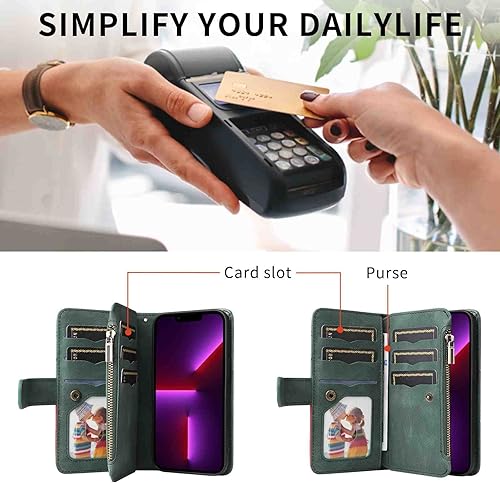 Miniatura 9 de Funda de teléfono con cremallera para Samsung Galaxy A32 4G, funda de piel sintética de alta calidad para Galaxy A32 4G, 8 ranuras para tarjetas, 1