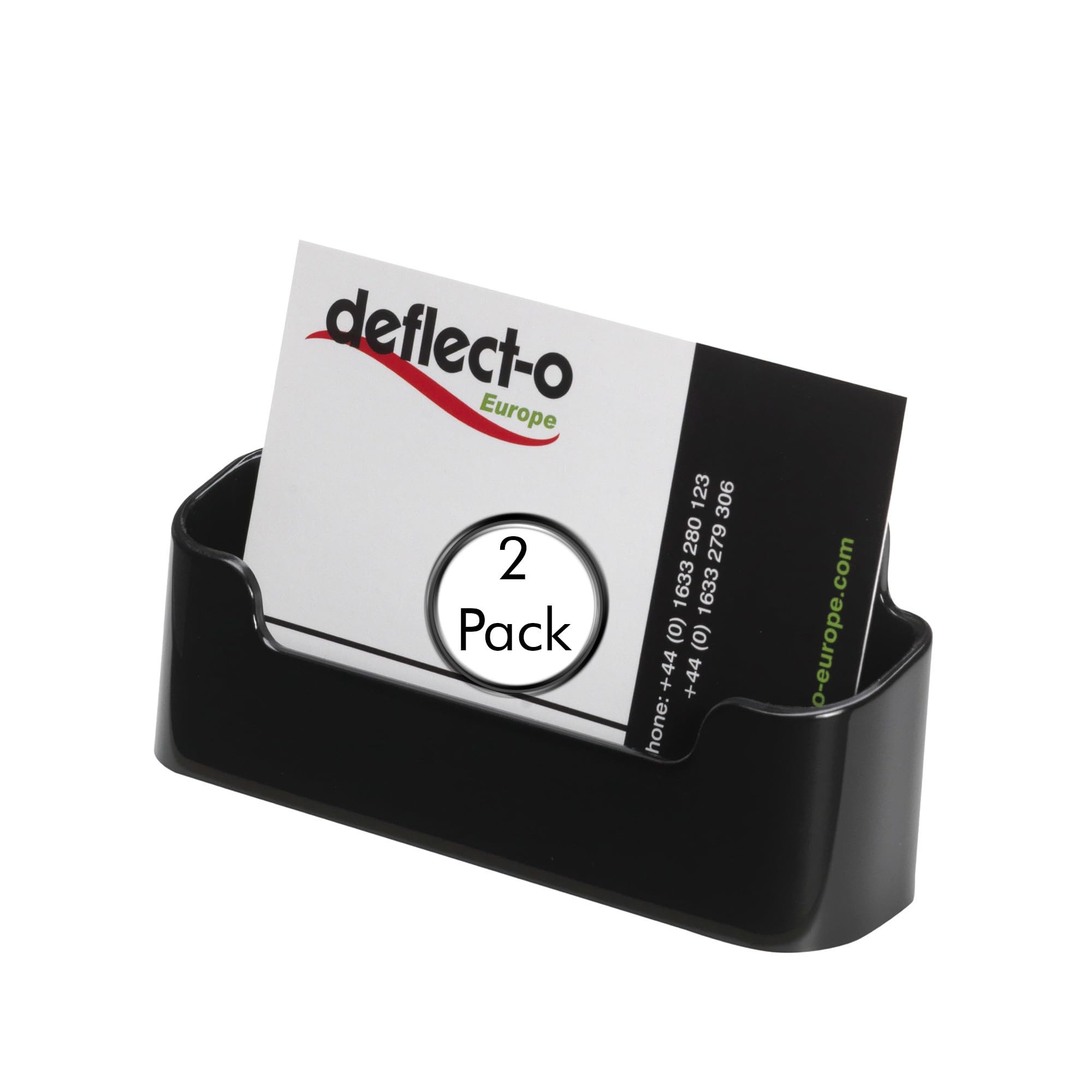 Deflecto Pack of 2 Single Pocket Landscape Countertop Business Card Holder for Desk in Black - Card Holders