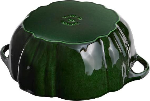 STAUB Cast Iron 3.5-qt Pumpkin Cocotte with Stainless Steel Knob - Basil