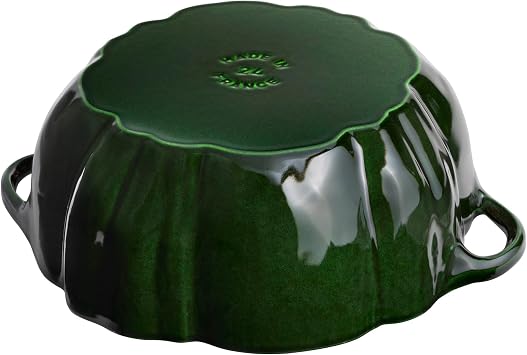 STAUB Cast Iron 3.5-qt Pumpkin Cocotte with Stainless Steel Knob - Basil