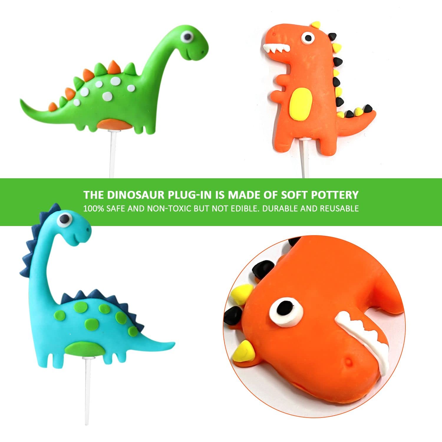 9-teiliges Dinosaurier Set – Kuchen-Topper Für Dino-Geburtstagsparty (Filz)