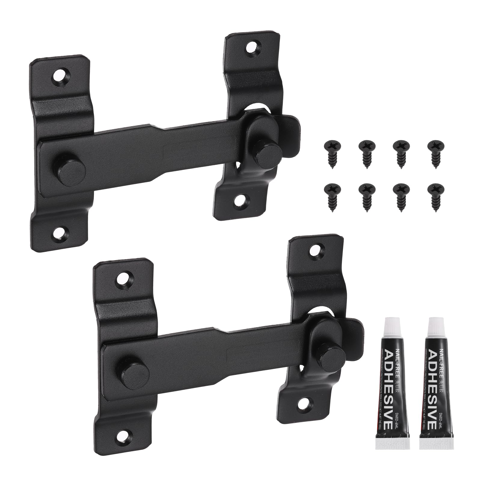 Loquet de grange coulissante noir mat pour sécuriser la porte de salle de bain et fenêtres