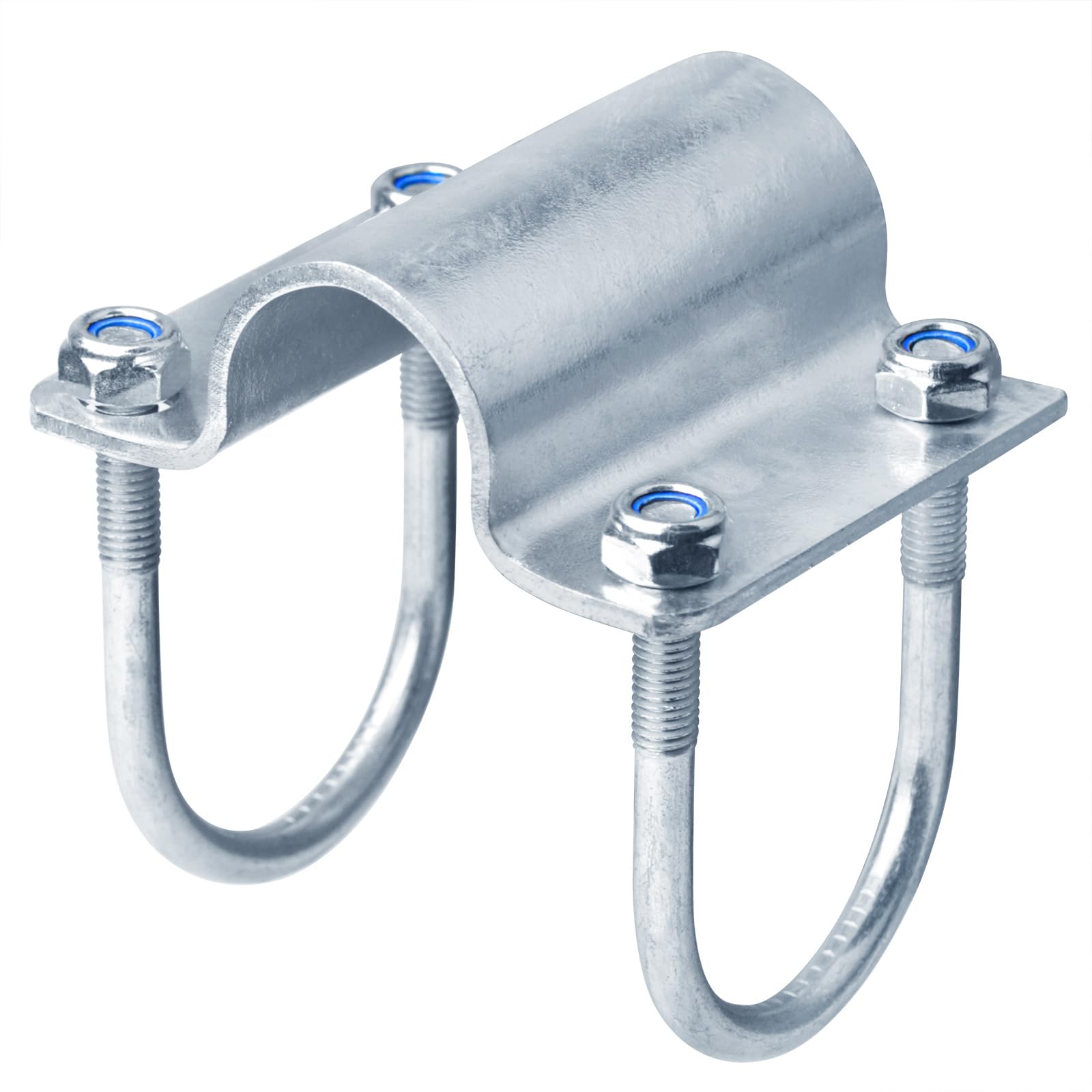 4 Pack 2-3/8" x 1-5/8" OD U-Bolt Cross Clamps, Adjustable Greenhouse Structure Fitting for Handrail Railing, Corral Panels, Chain Link Fence, 5/32" Thick