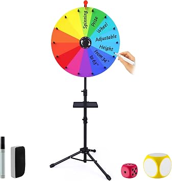 XIPENGKEJI Casino Prize Wheels,24 Inch Tabletop Spinning Prize Wheel, Spin Doodle Game Spinner, Storable Prize Wheel Spinner with Stand, Wheel of Fortune Game, Suitable for Family Games, Party Games