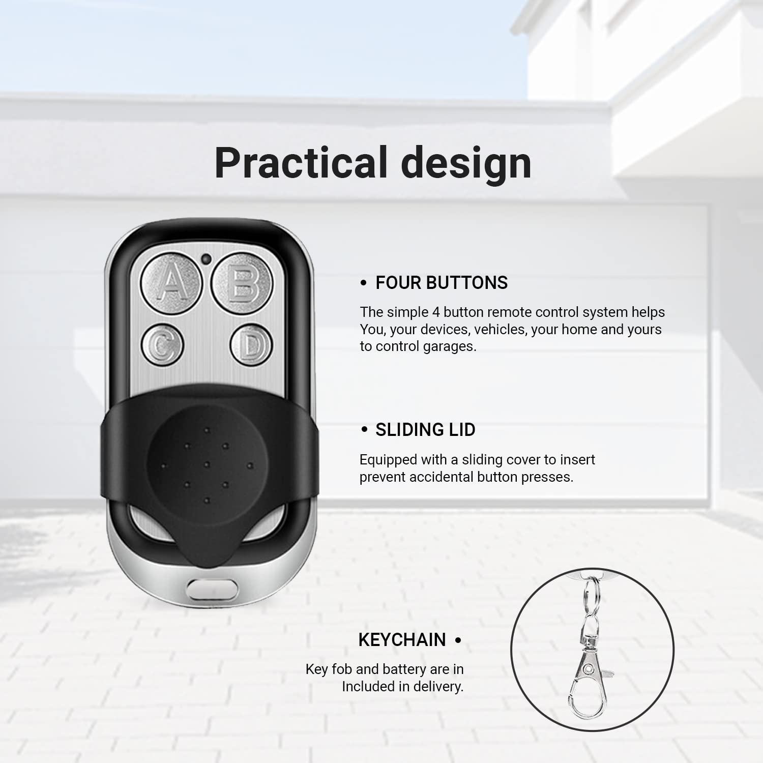 Leyf 10 stuks afstandsbediening garagedeur 433 MHz, afstandsbediening universeel de portail, 4 kanalen, compatibel met 433 MHz frequentiecode, handzender, eenvoudige instelling, garagedeuropener