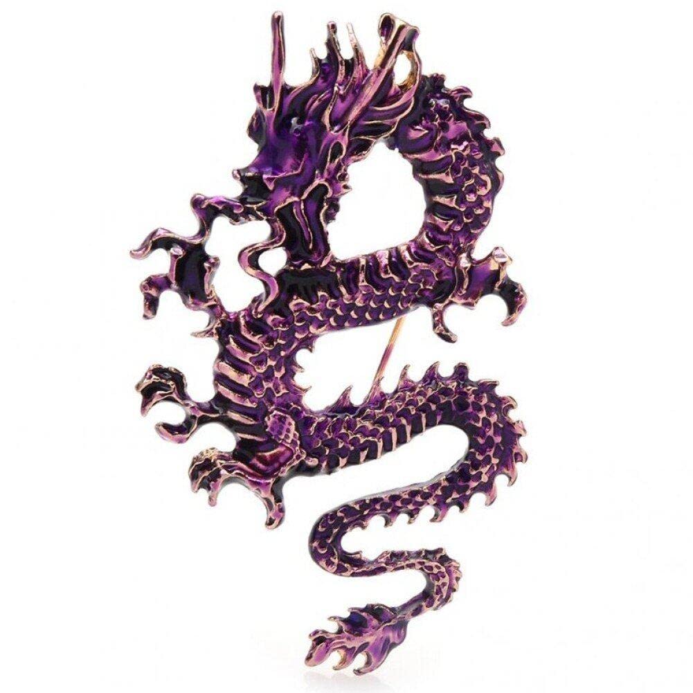 Wudaizhi Women's Purple Dragon Brooche For Unique Animal Lapel Pin Unisex Fashion Breastpin For Clothing Corsage Accessories