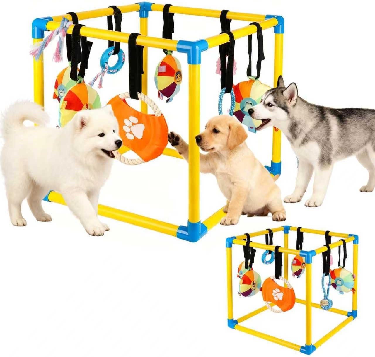 Puppy Game Gym Puppy Toothing Toy, Equipped with 8 Hanging Small Puppy Toys, Jungle Playground has Interactive and Interesting Rich Toys, Combining Grinding Teeth and Mental Stimulation