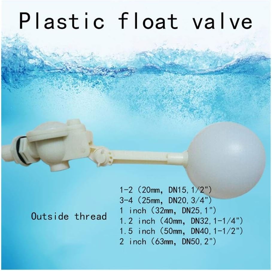 Plastic Float Valve Adjustable Float Valve Tank Float Switch Float Valve Tank Water Tower Controller 1Pcs(1.5inch)