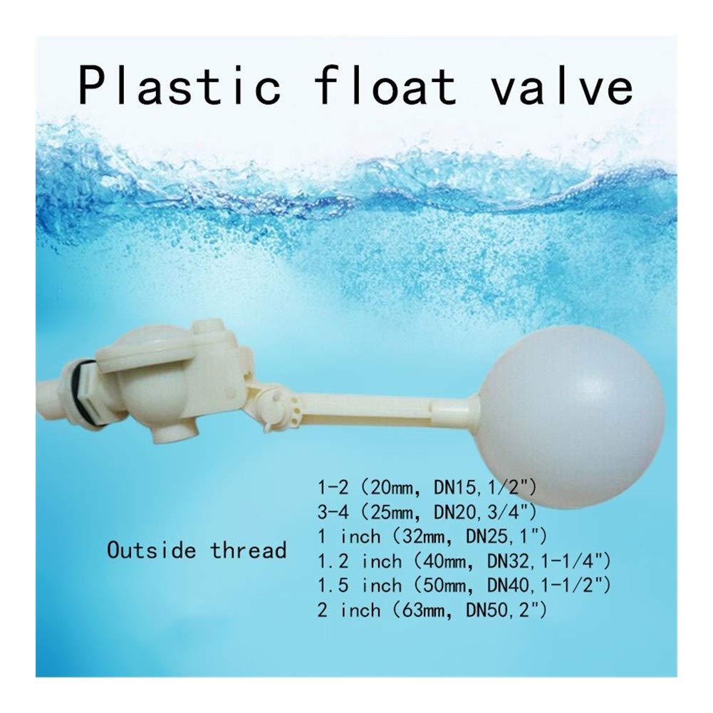 Válvula de Flotador de plástico, válvula de Flotador Ajustable, Interruptor de Flotador de Tanque, válvula de Flotador, Controlador de Torre de Tanque De Agua, 1 Uds.(1inch)
