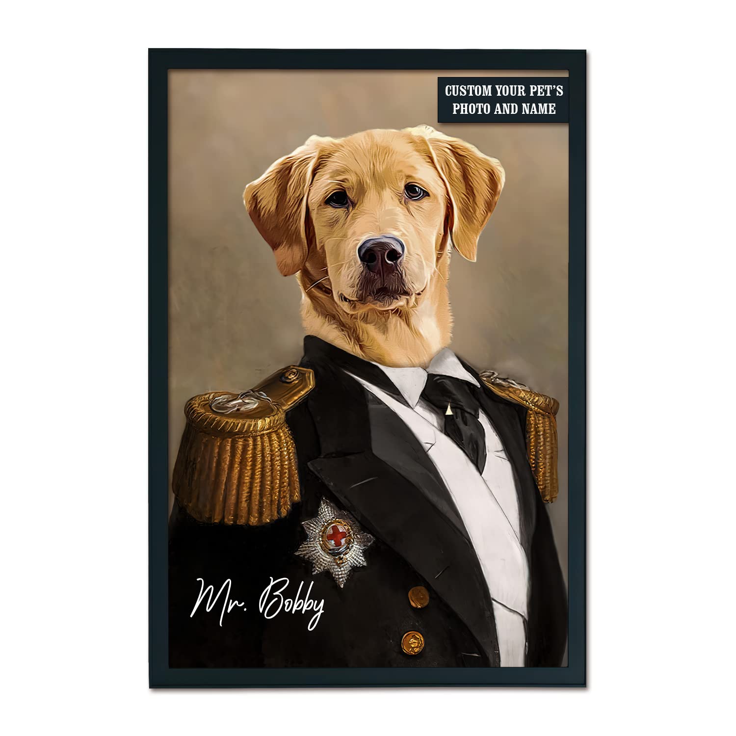 EZIX Personalized Royal Pet Portrait Poster from Photo, Custom Renaissance Pet Portrait Poster with Lovely Name, Wall Art Print for Home Decor (1.1. Royal Pet King Portrait)