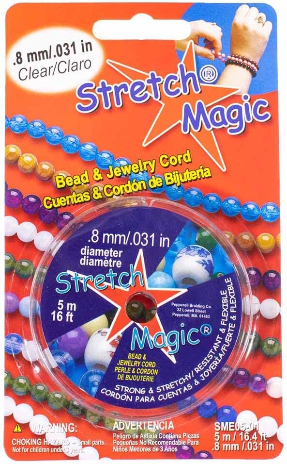 Craft County (clear, 5m, 0.8mm) - Stretch Magic Cord for DIY Bracelets, Necklaces, and More - Multiple Sizes, Lengths, and Colours Available
