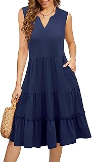 Summer Dresses for Women 2026 Elegant Classy Sleeveless Boho Midi Sun Dress Spring Break Travel Beach Vacation Clothes