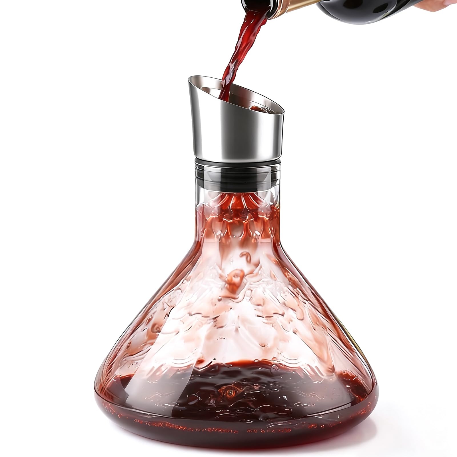 Karafka do wina czerwonego z napowietrzaczem do wina, 1500 ml, bez kapania, dekanter do wina z filtrem, prezent dla teściów i miłośników wina