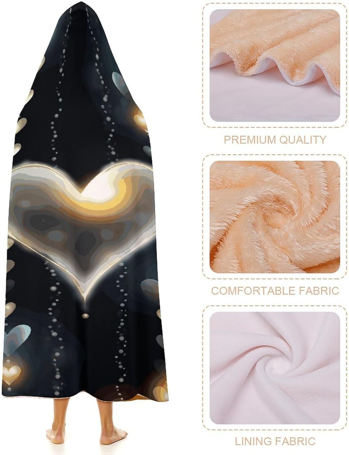 Glowing Love Hooded Blanket Cozy And Functional,Wearable Blanket Hoodie for Women Men,Blanket Poncho Presents50 x60