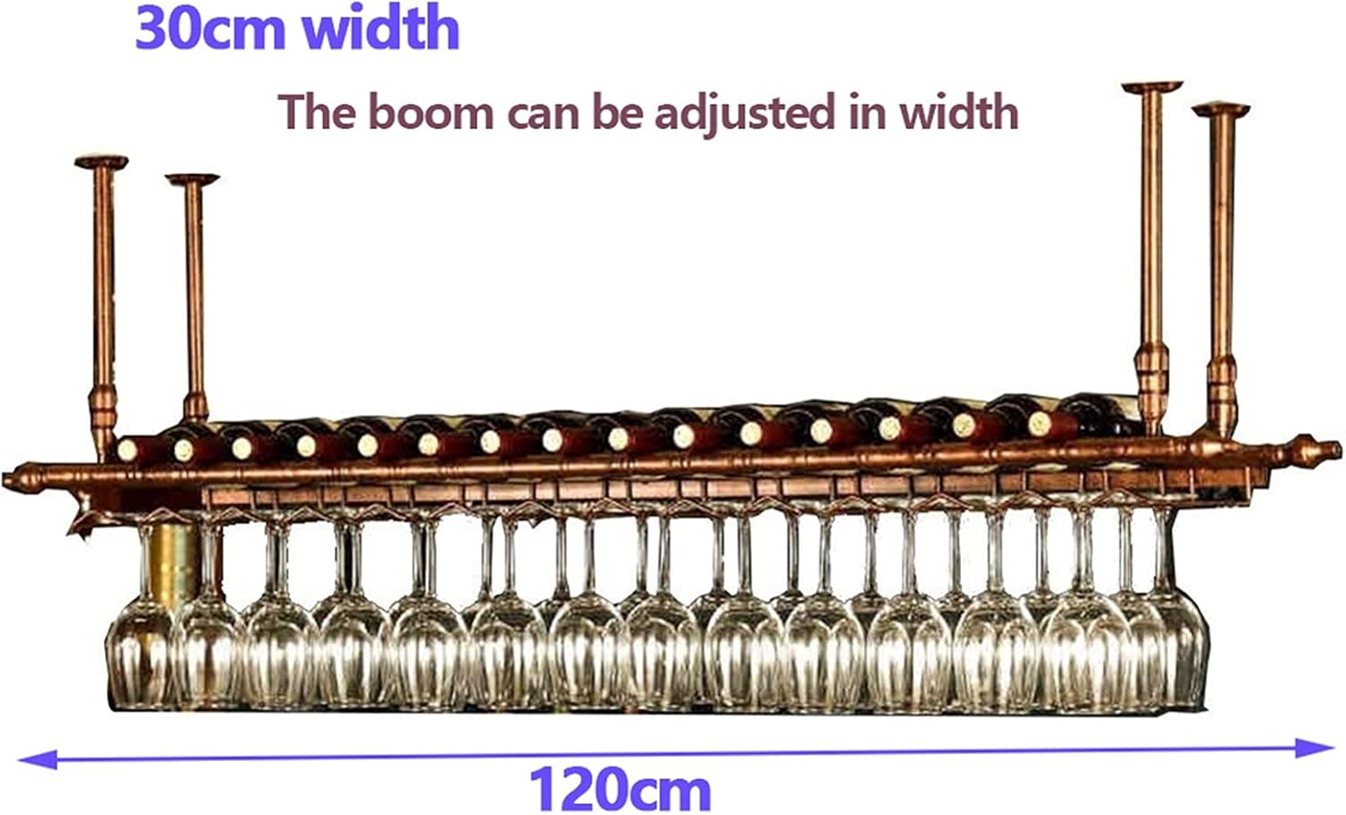 Adjustable Height Hanging Wine Glass Holder Simple Style Iron Wine Glass Ceiling Decoration Shelf Upside Down Wine Glass Holder