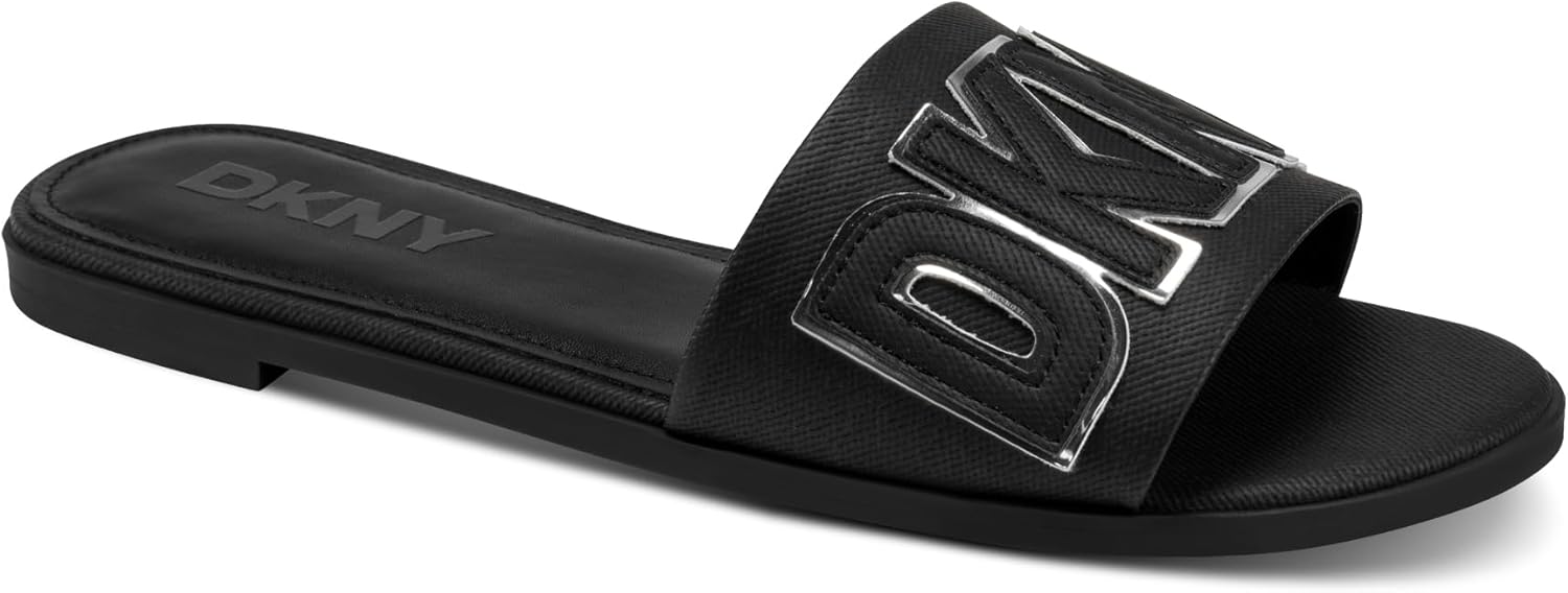 DKNY womens Willow Flat Slide Sandal With Logo