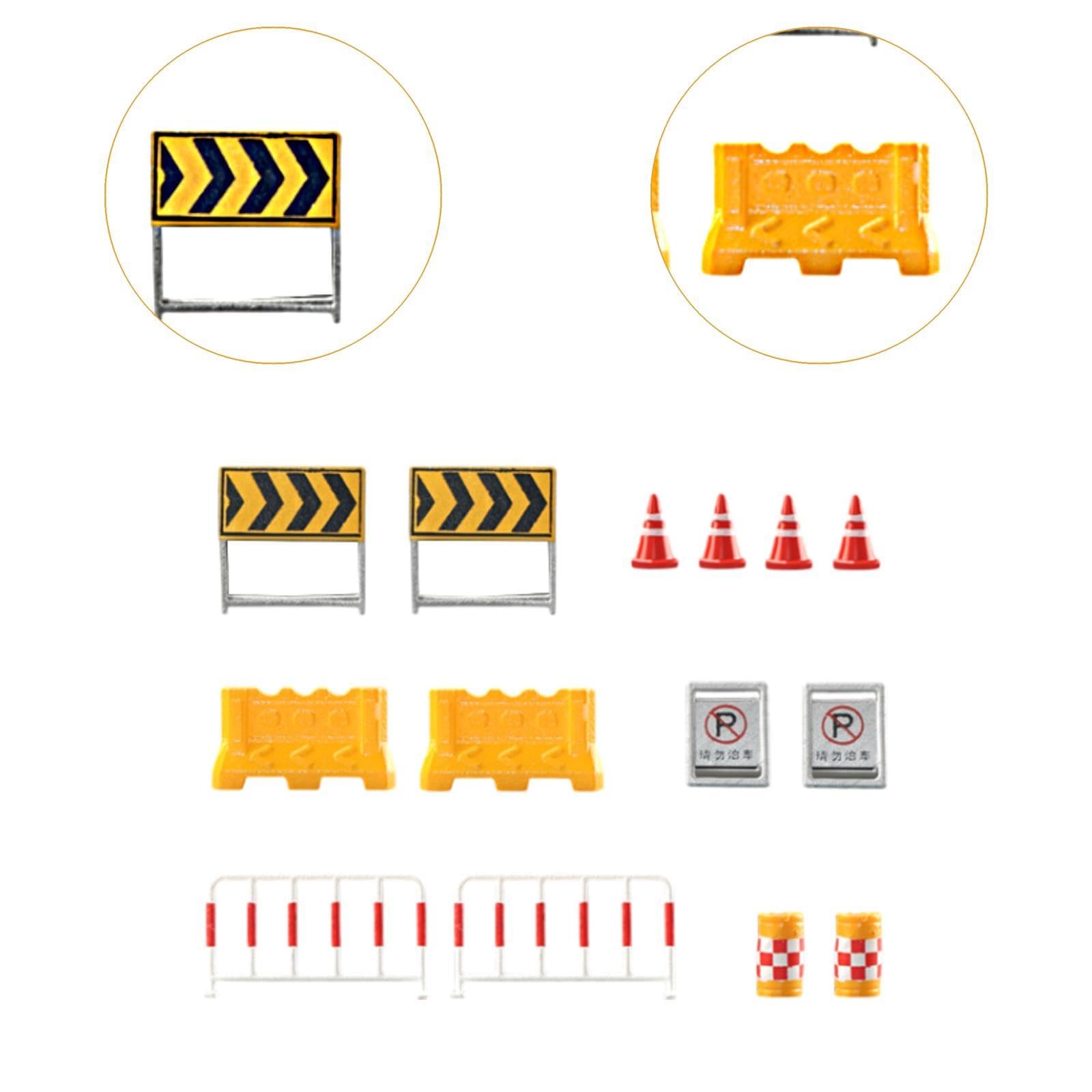 Amagogo 14x Mini Roadblocks Toyset 1/64 Scala Segnali stradali Segnali stradali in Miniatura per Diorama Fotografia Puntelli Ornamento