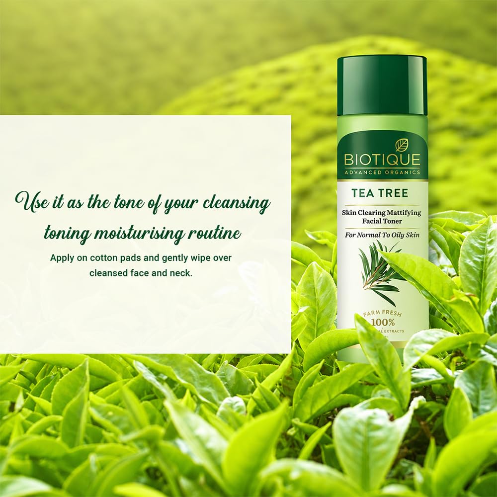 Biotique Tea Tree Skin Clearing Mattifying Facial Toner | Enriched with 100% Botanical Extracts & Tea Tree Oil | Refreshing, Alcohol-Free Formula | Ideal for Normal to Oily & Acne-Prone Skin | 120ml 3