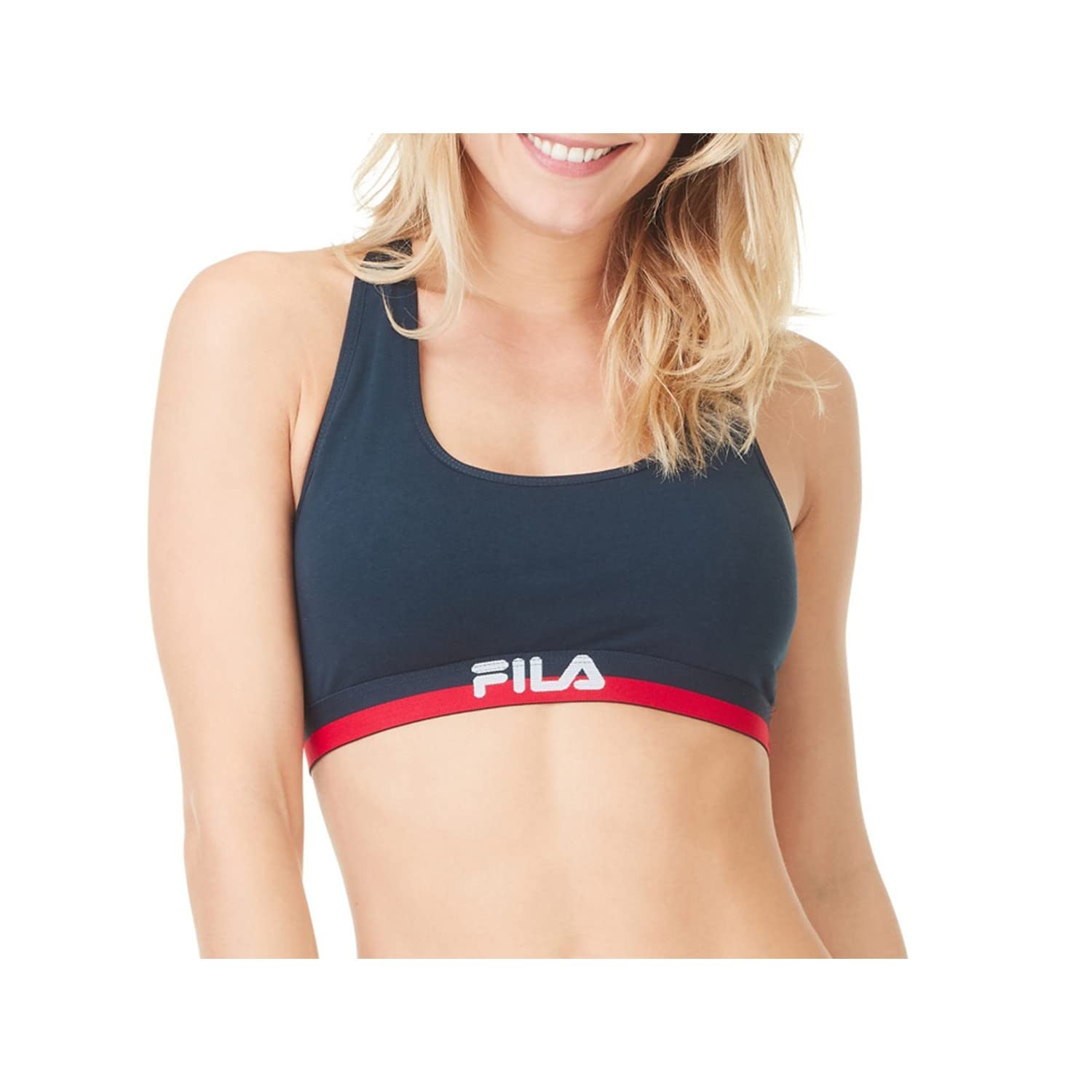FILA Sujetador Deportivo Mujer algodón, Ropa Deportiva, Gym y Yoga (lote de 3)