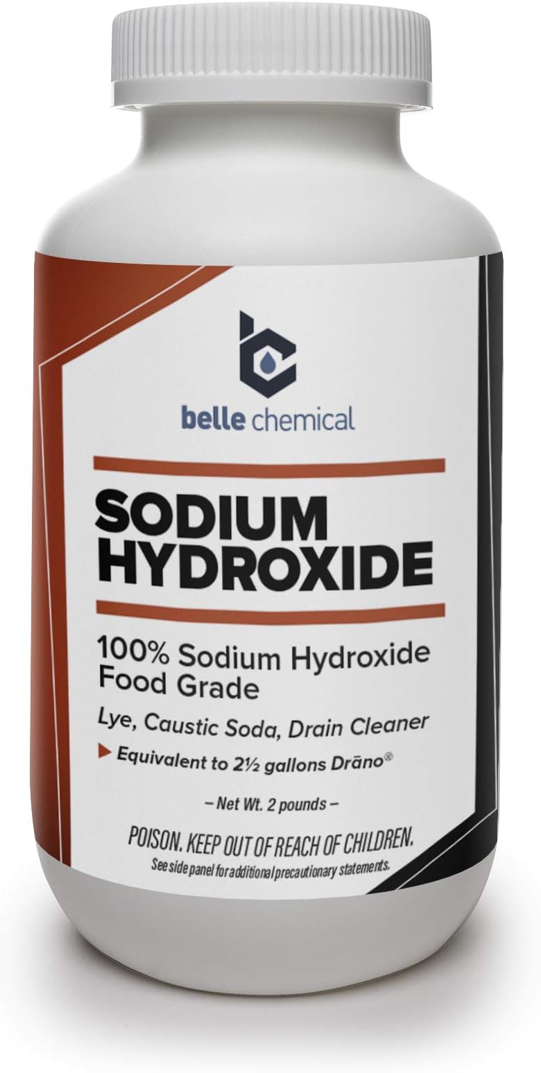 Sodium Hydroxide - Pure - Food Grade (Lye, Baking Soda), White, 2 Pound