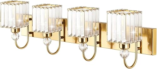 Miniatura 98 de Ralbay - Luces para tocador de baño doradas, 3 luces, de cristal dorado, modernas lámparas para usar sobre el espejo. dorado (Round-Gold),dorado