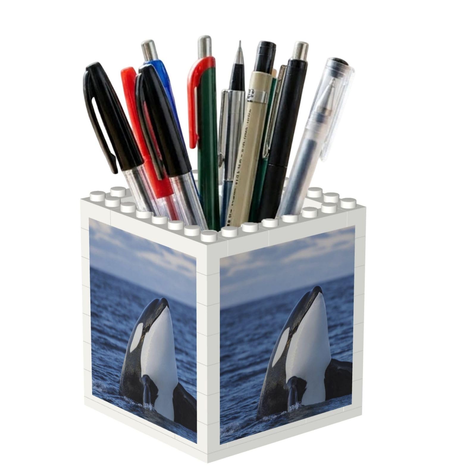 Poadnly Killer Whales Orca, Pen Pot Pencil Holder for Office Home School, Compact Desk Organiser for Office Stationery