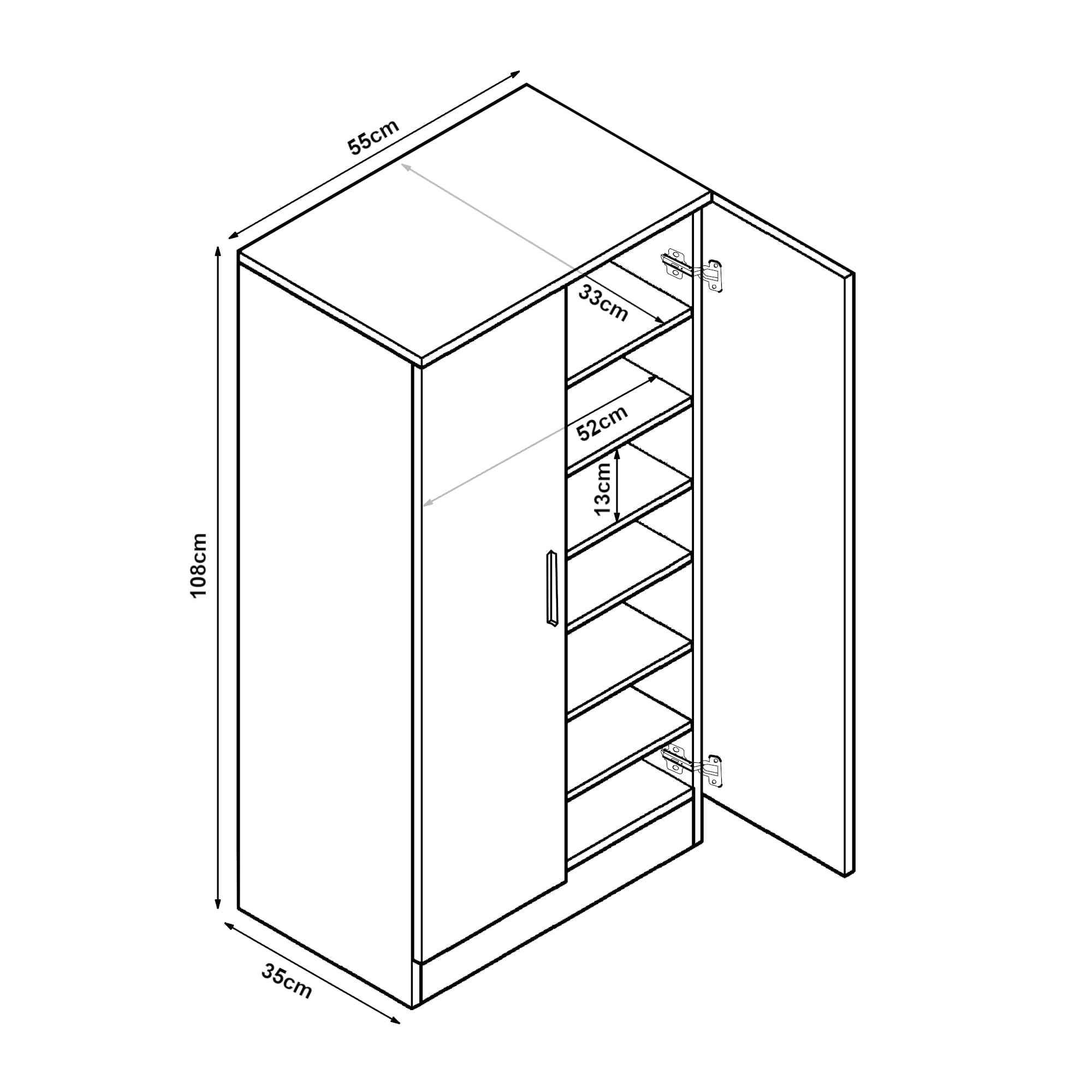 [en.casa] Schuhschrank Notribontaa Schuhregal Schrank mit 2 Türen 108 x 55 x 35 cm Schuhkommode für 14 Paar Schuhe 7 Ablageflächen Flurschrank Sonoma-Eicheoptik