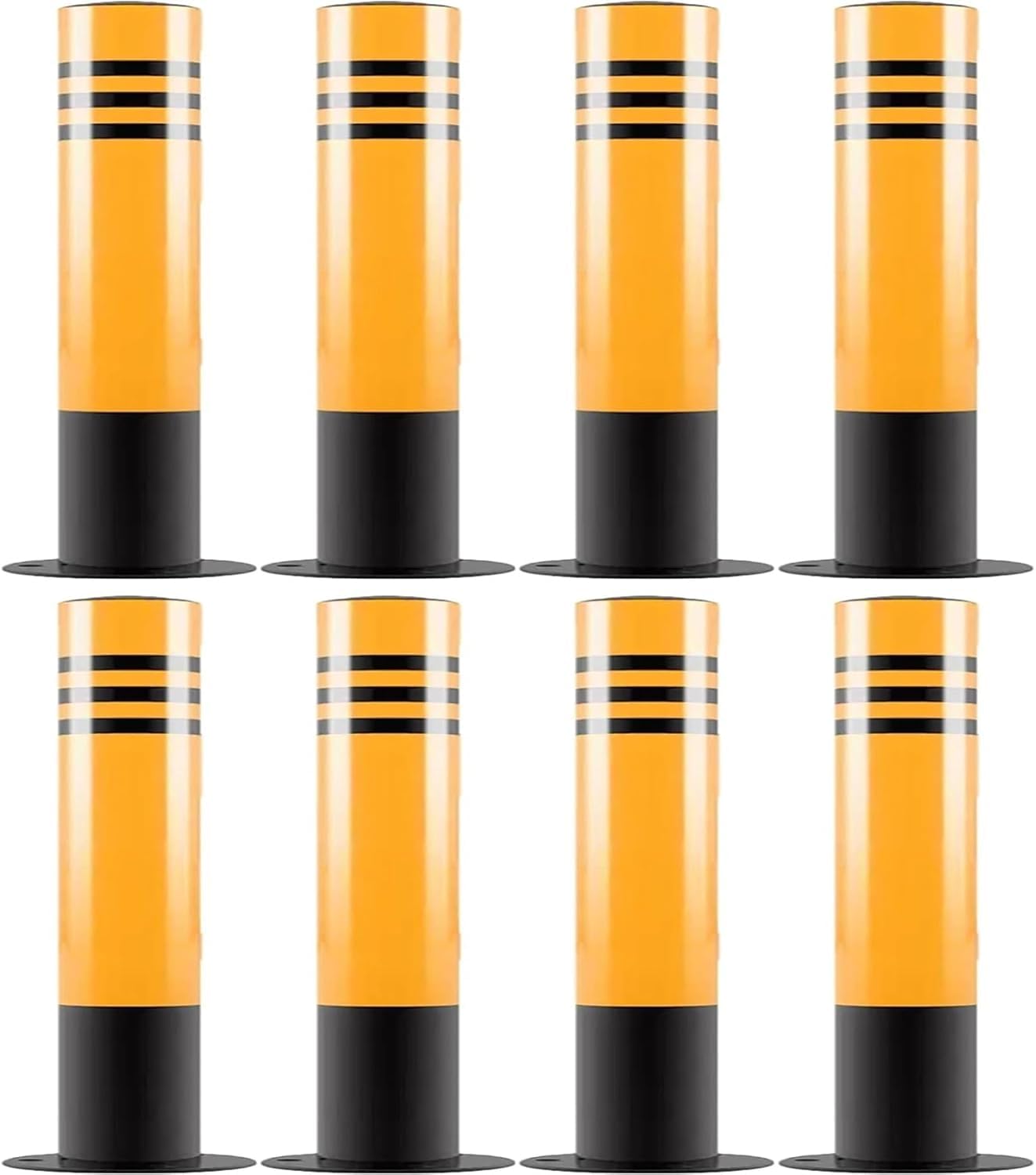 JYBNBBE Traffic Cone Safety Barrier Safety Bollard Post, Parking Bollards for Parking Lot, Road, Consruction, Metal Traffic Delineator Post,Black+yellow-H39.4in 8pc