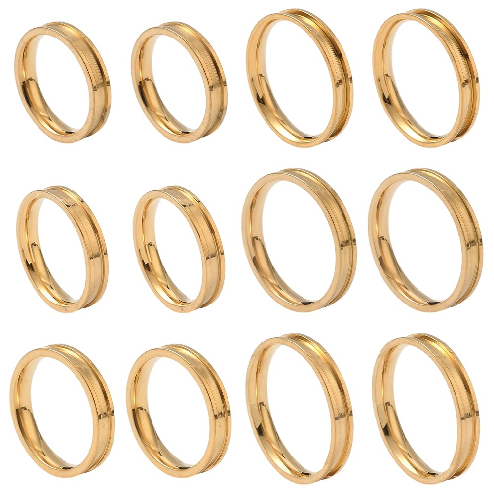 18 Bagues Vierges En Acier Inoxydable Noir - 6 Tailles (7 à 12) - Largeur 4mm, Pour DIY Bijoux - 9