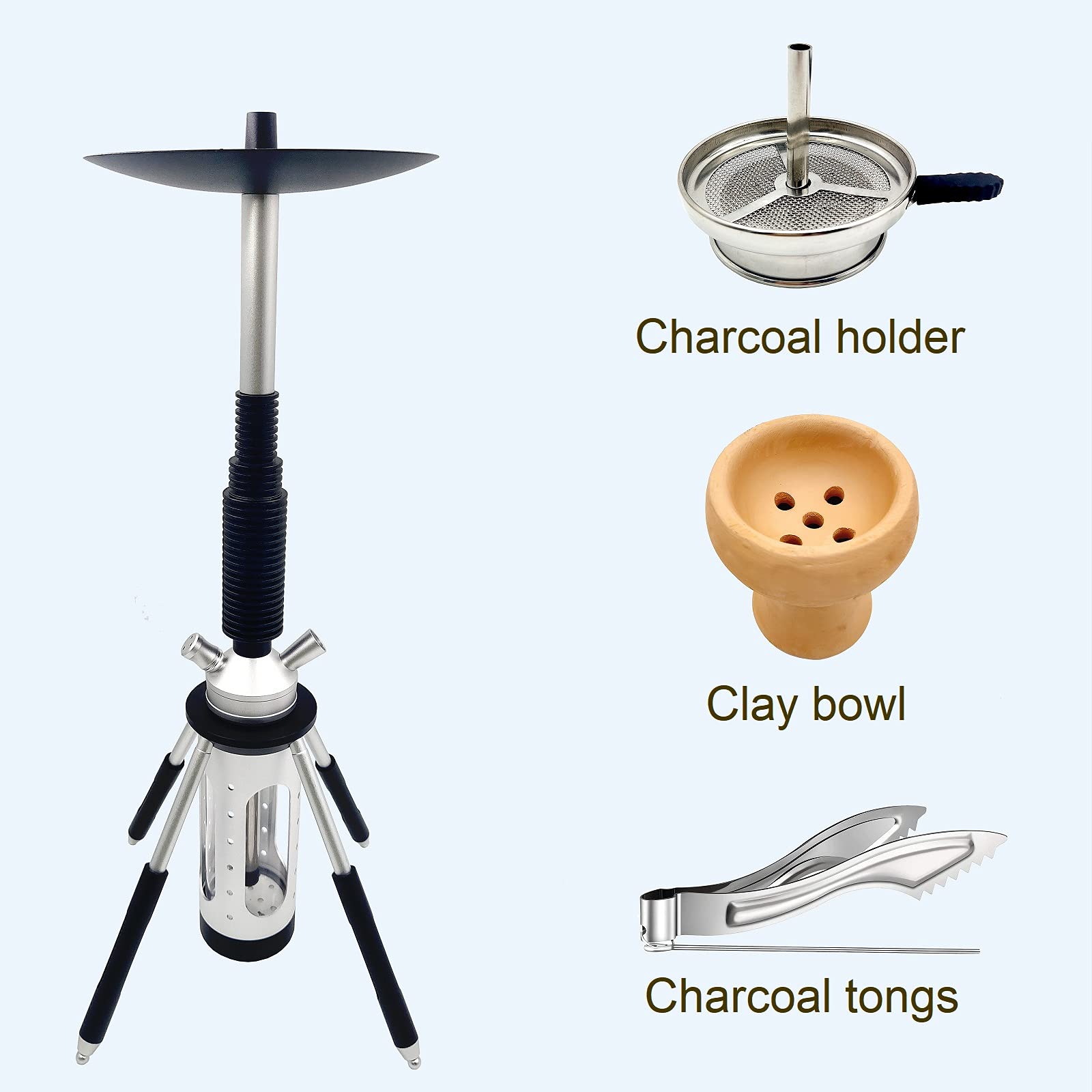 DITOSH Hookah Set Complete Modern Rocket Shape Shisha Kit with LED