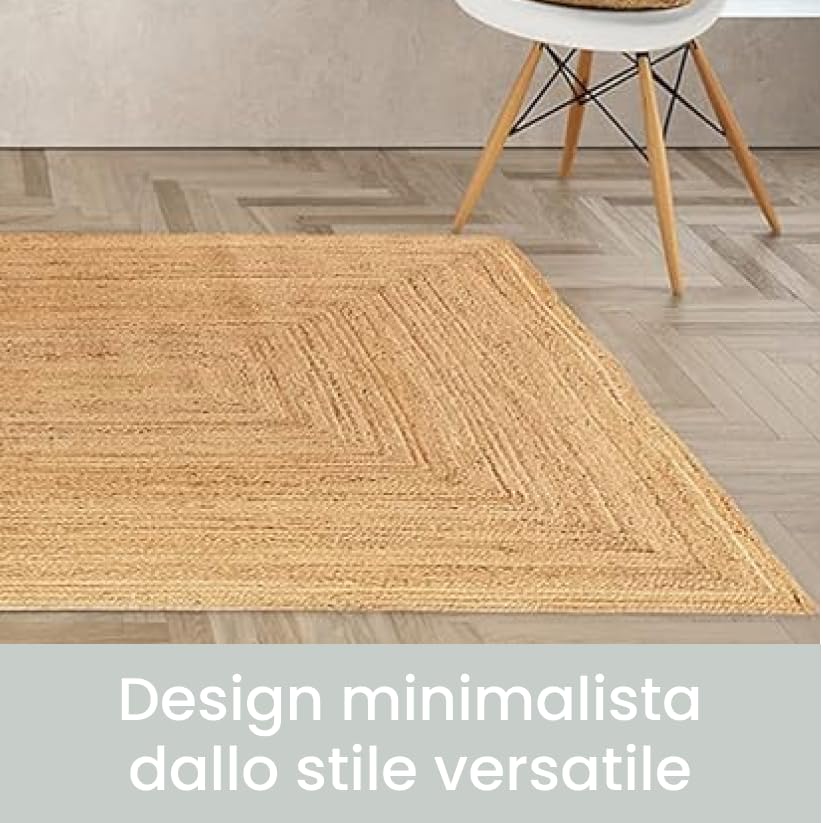 Tappeto Salotto Grande in Juta, Tappeto da Esterno, in Corda Intrecciata Naturale, 2000 gr/m2, Moderno, per Camera da Letto, Balcone, 160x230 cm