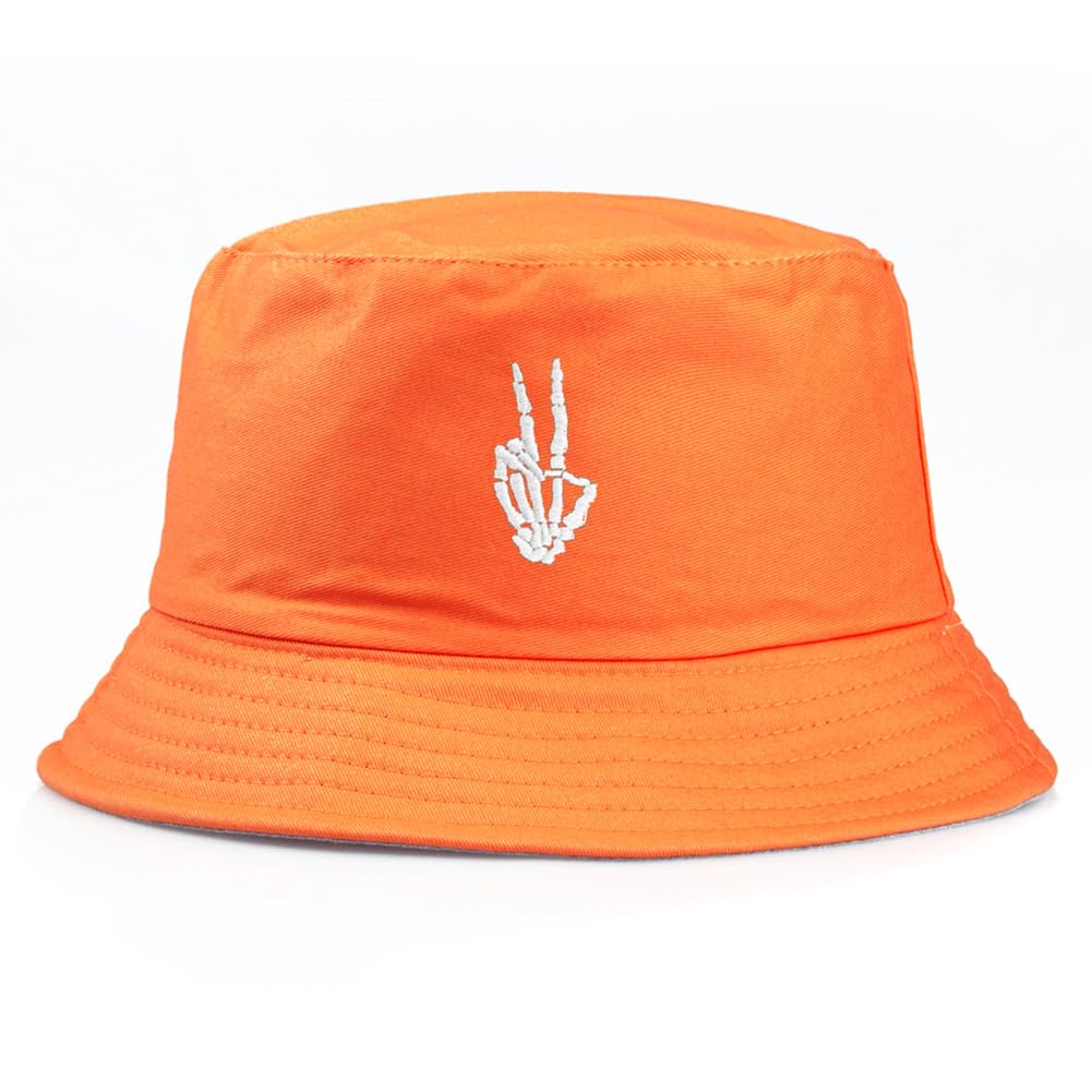 BestagBestag Unisex Embroidered Skull Bucket Hat for Womens Panama Cap Sun Prevent Hats