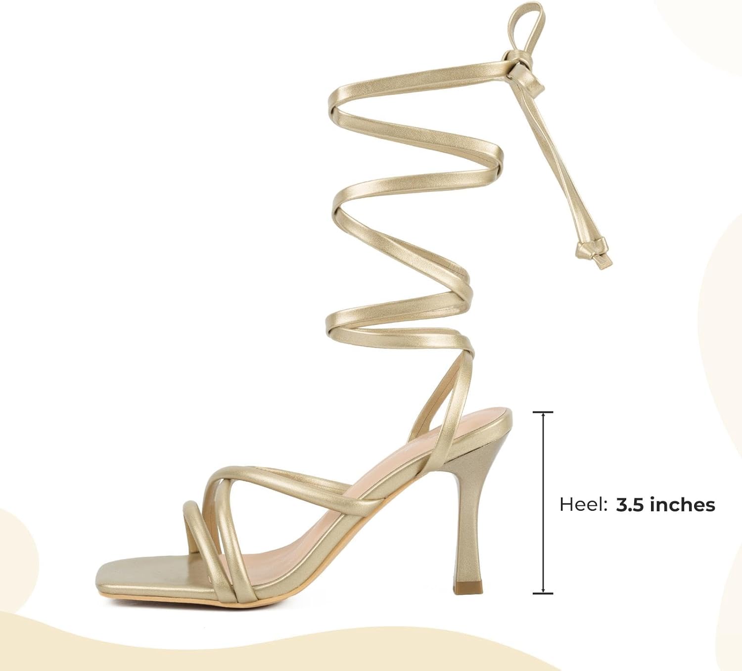 Putu Strappy Heels for Women Tie up Stiletto Heels Square Open Toe Sandals for Wedding,Party,Prom - Image 5