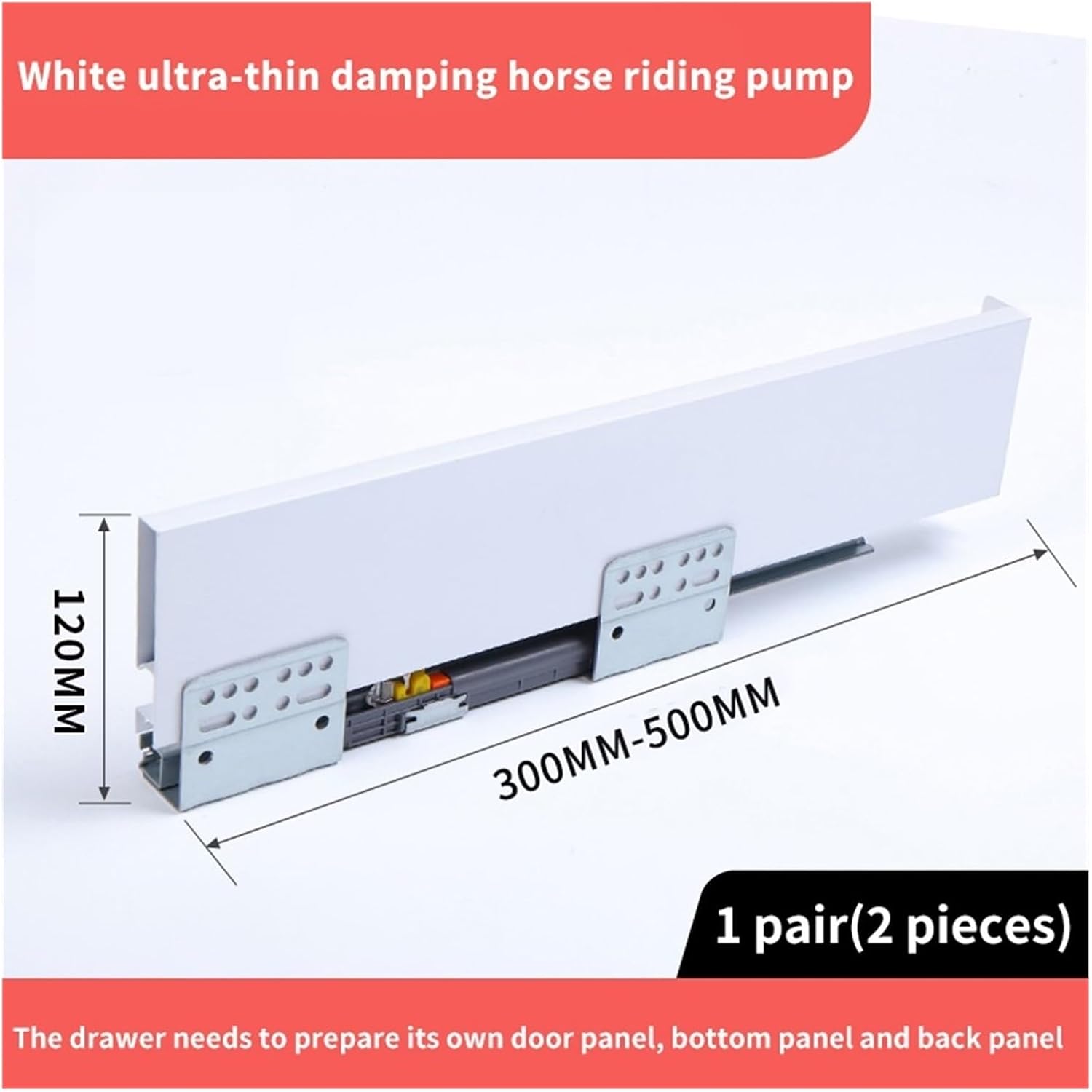 Hardware Full Extension Side Mount Drawer Slides Undermount Drawer Slides Rail 45kgs Soft Close Cabinet Kitchen Slim Tandem Box Furniture Accessories(12 inch-300mm)